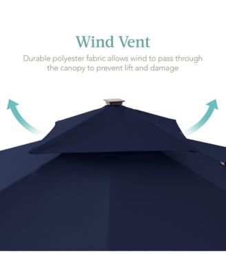 10x10ft 2-Tier Square Outdoor Solar LED Cantilever Patio Umbrella w/ Base Included