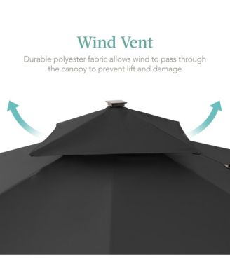 10x10ft 2-Tier Square Outdoor Solar LED Cantilever Patio Umbrella w/ Base Included