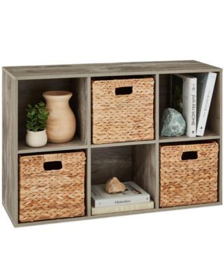 6-Cube Bookshelf, 11in Display Storage System, Organizer w/ Removable Back Panels