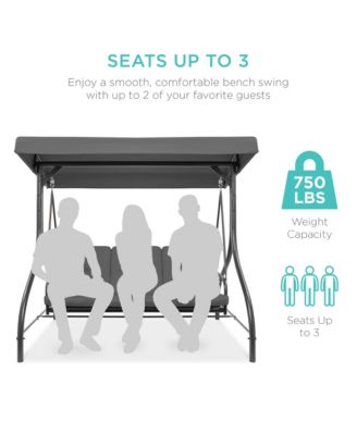 3-Seat Outdoor Converting Canopy Swing Glider Patio Hammock w/ Removable Cushions