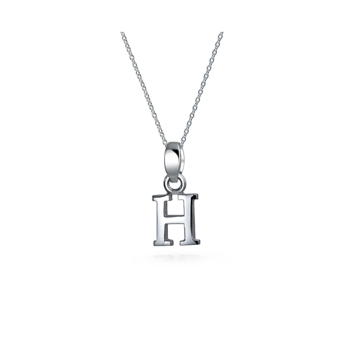 Bling Jewelry Abc Capital Block Letter Alphabet A-z Initial Pendant Necklace For For Women .925 Sterling Silver