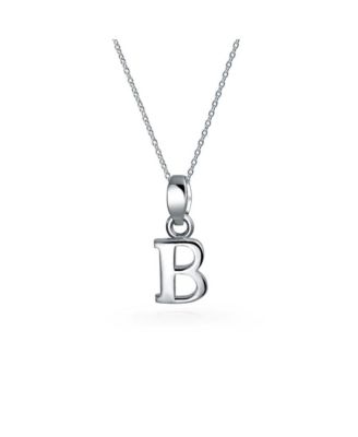 ABC Capital Block Letter Alphabet A-Z Initial Pendant Necklace .925 Sterling Silver