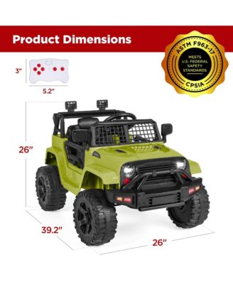 12V Kids Ride On Truck Car w/ Parent Remote Control, Spring Suspension, LED Lights