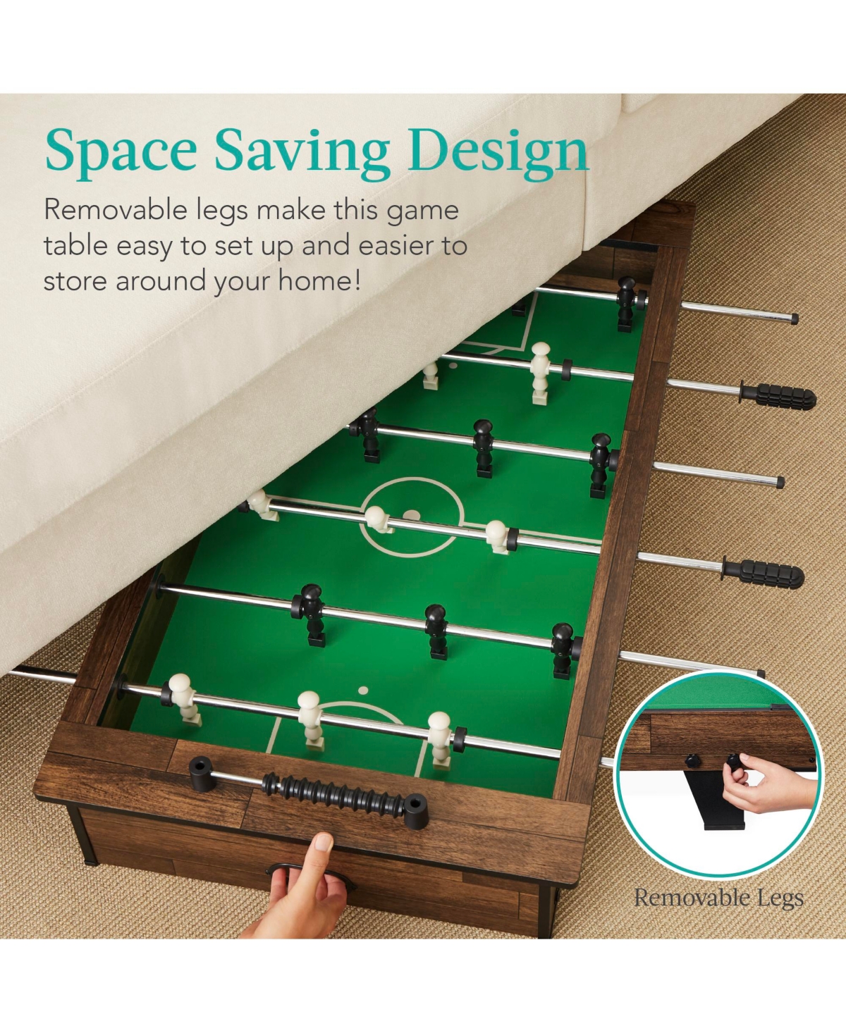 Best Choice Products 40in Tabletop Foosball Table, Arcade Table Soccer for Home, Game Room w/ 2 Balls -wood