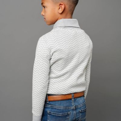Boys Organic Long Sleeve Intarsia Shawl Collar Sweater