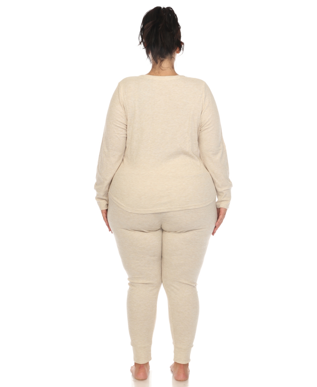 WHITE MARK PLUS SIZE WAFFLE PAJAMA SET 