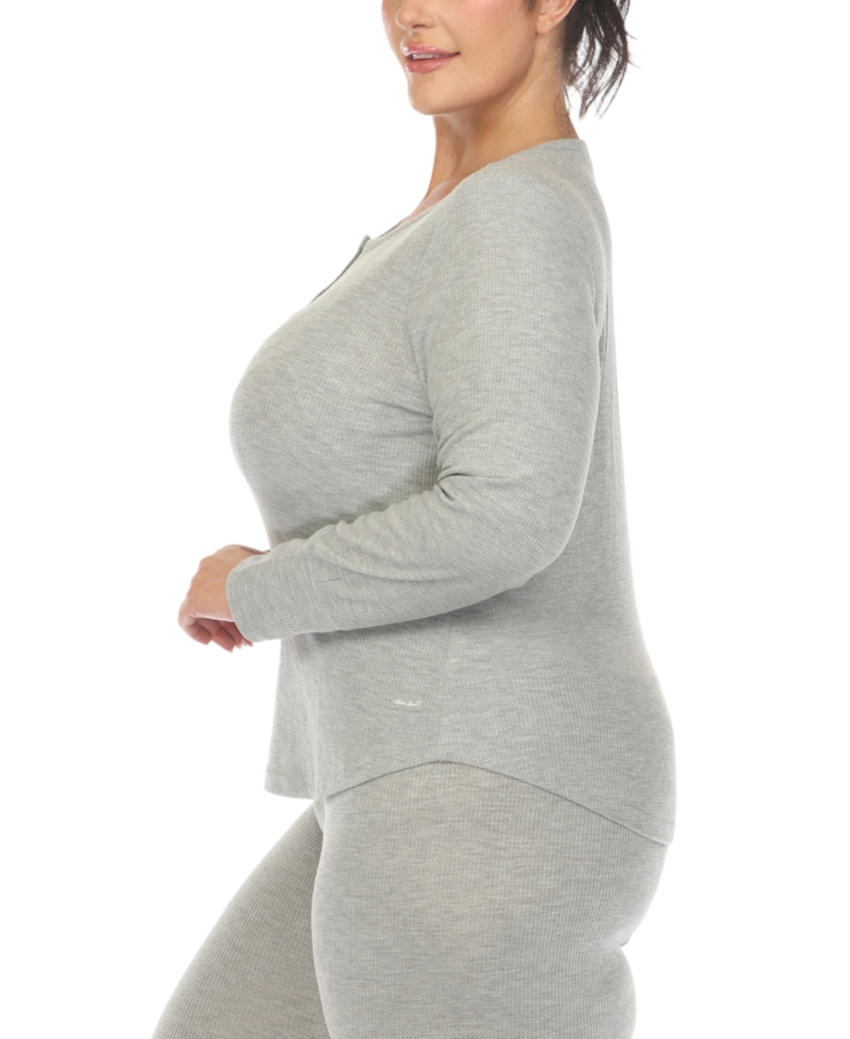 WHITE MARK PLUS SIZE WAFFLE PAJAMA SET 