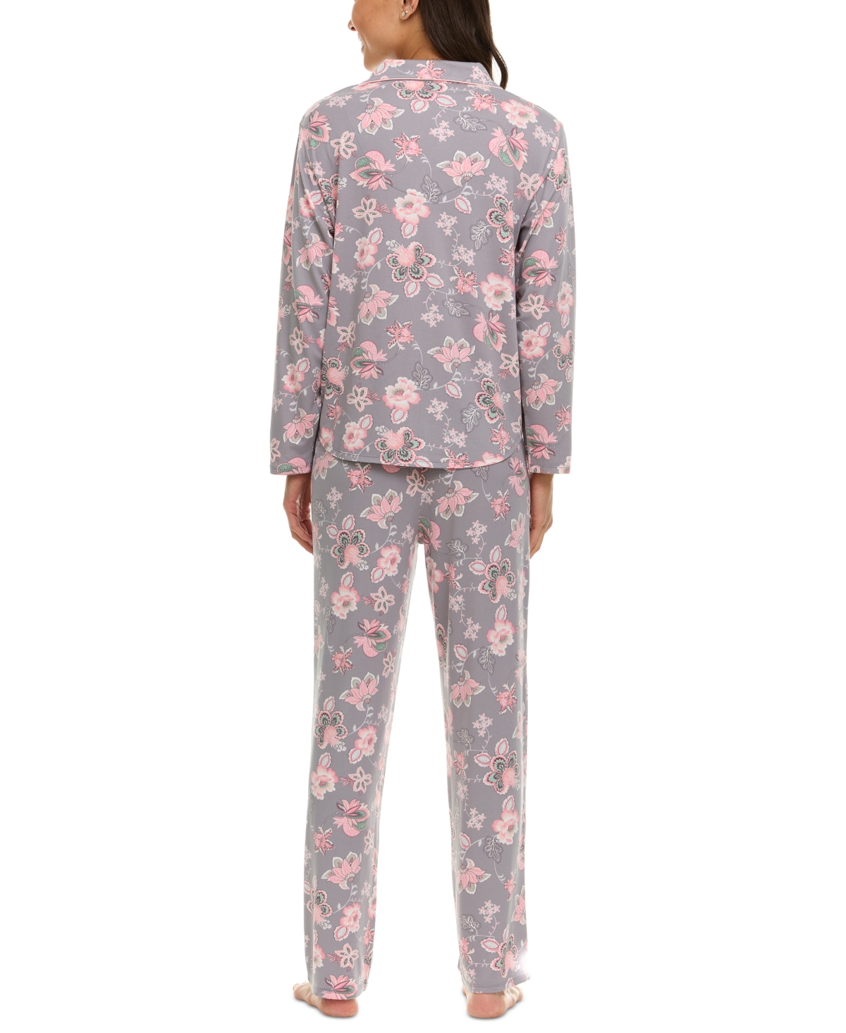 Flora By Flora Nikrooz Women's Lindsey Floral Pajama Set In Gray