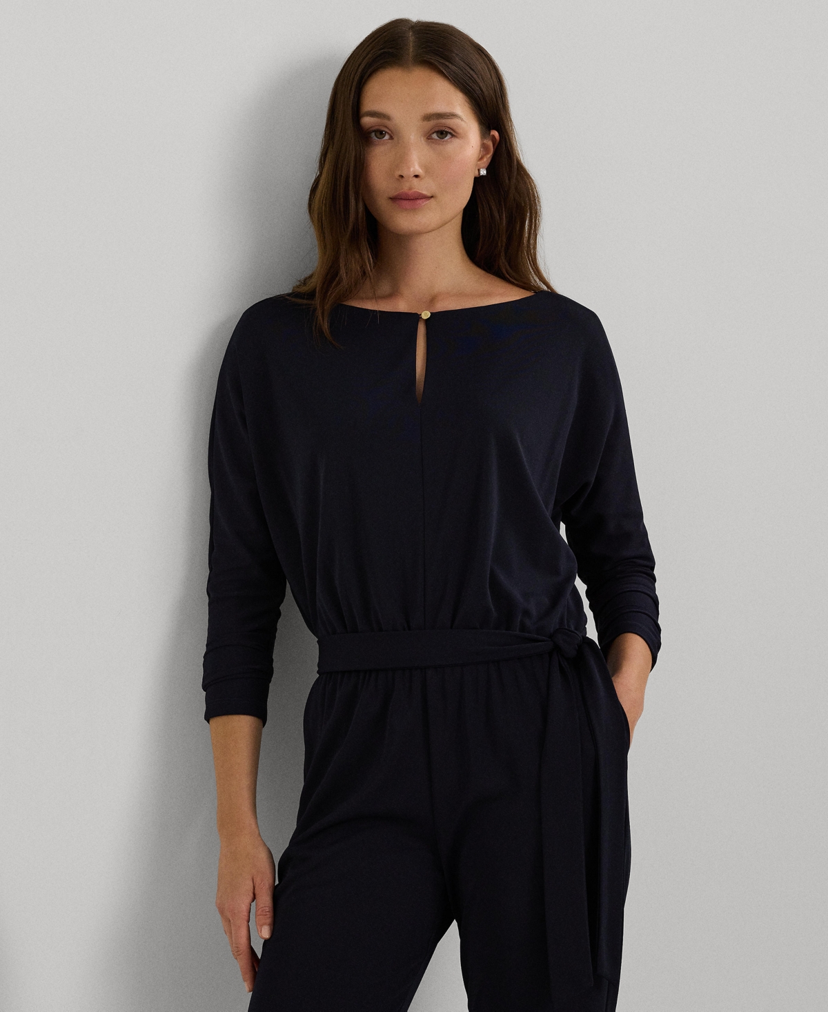Lauren Ralph Lauren Women's Belted Jersey Dolman-Sleeve Jumpsuit