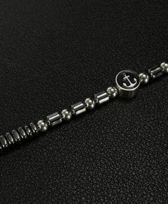 Black Hematite Anchor Beaded Stainless Steel Bracelet