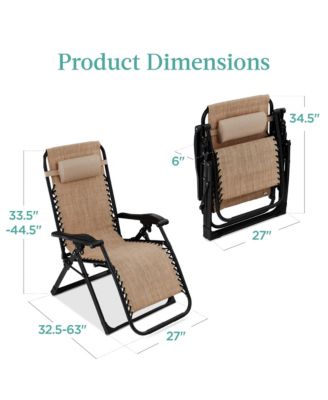 Oversized Zero Gravity Chair, Folding Recliner w/ Removable Cushion, Side Tray