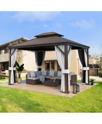 12 ft. x 14 ft. Metal Hardtop Gazebo with Curtains