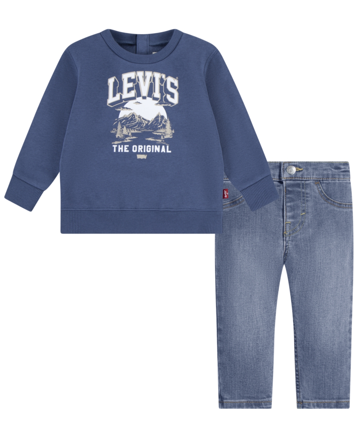 Shop Levi's Baby Boys Mountain Crew Tee And Pants, 2-piece Set In Classic Indigo