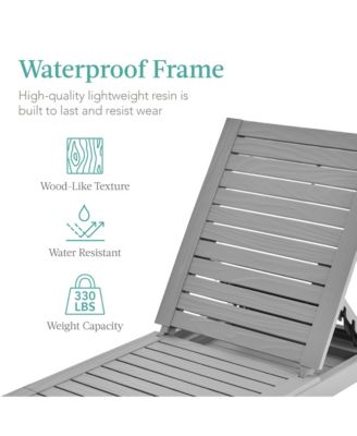 Outdoor Lounge Chair, Resin Patio Chaise Lounger with Seat Cushion