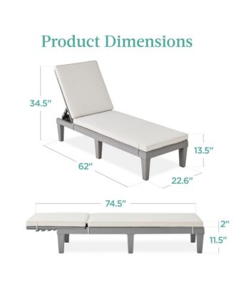 Outdoor Lounge Chair, Resin Patio Chaise Lounger with Seat Cushion