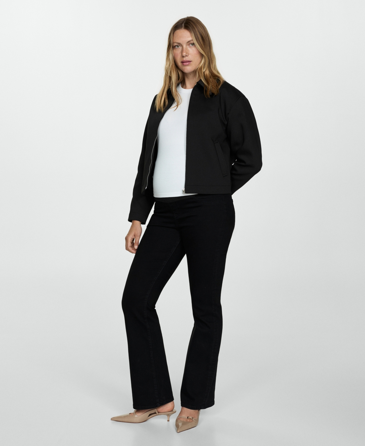 Shop Mango Women's Maternity Flared Jeans In Black Denim