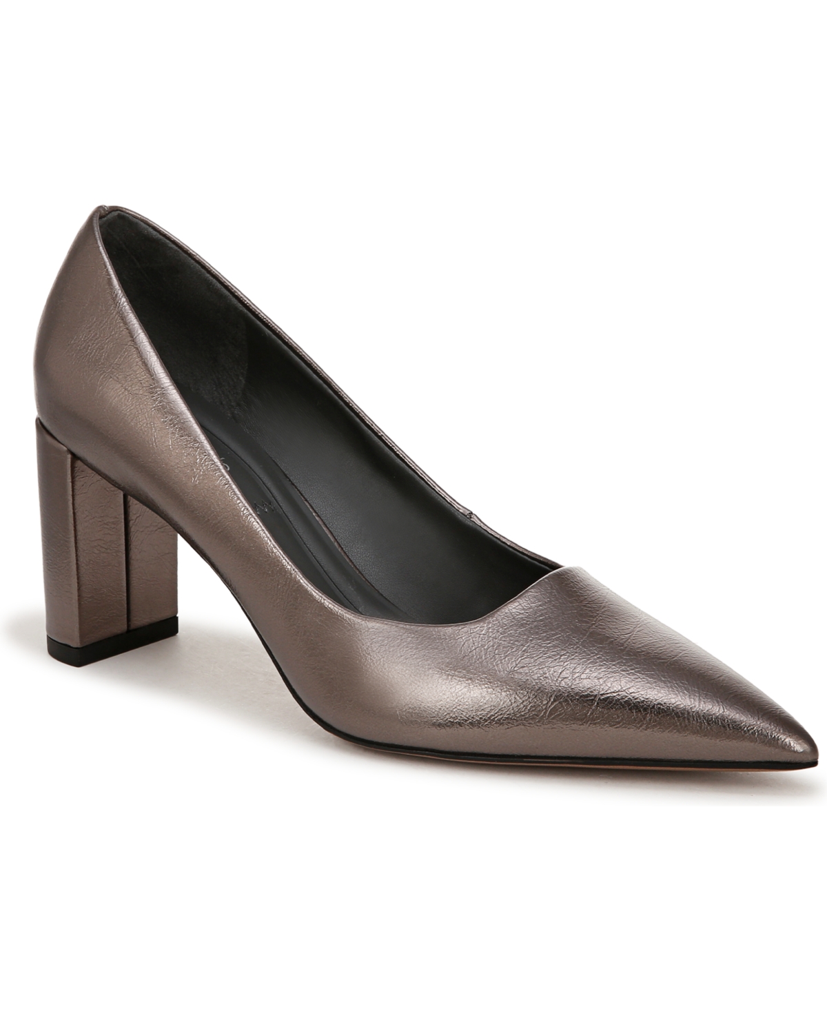 Women's Giovanna Pointed Toe Block Heel Pumps - Pewter Metallic Faux Leather