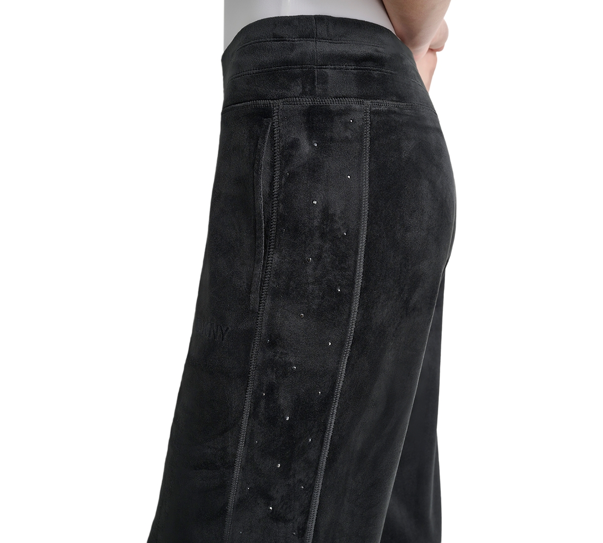 Dkny Sport Women's Wide-Leg Rhinestone Pants -Black