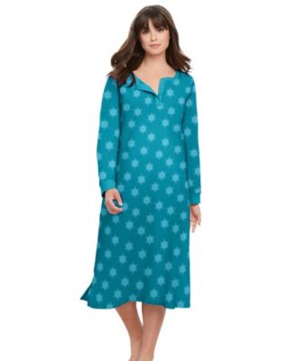 Women's Plus Size Thermal Henley Nightgown