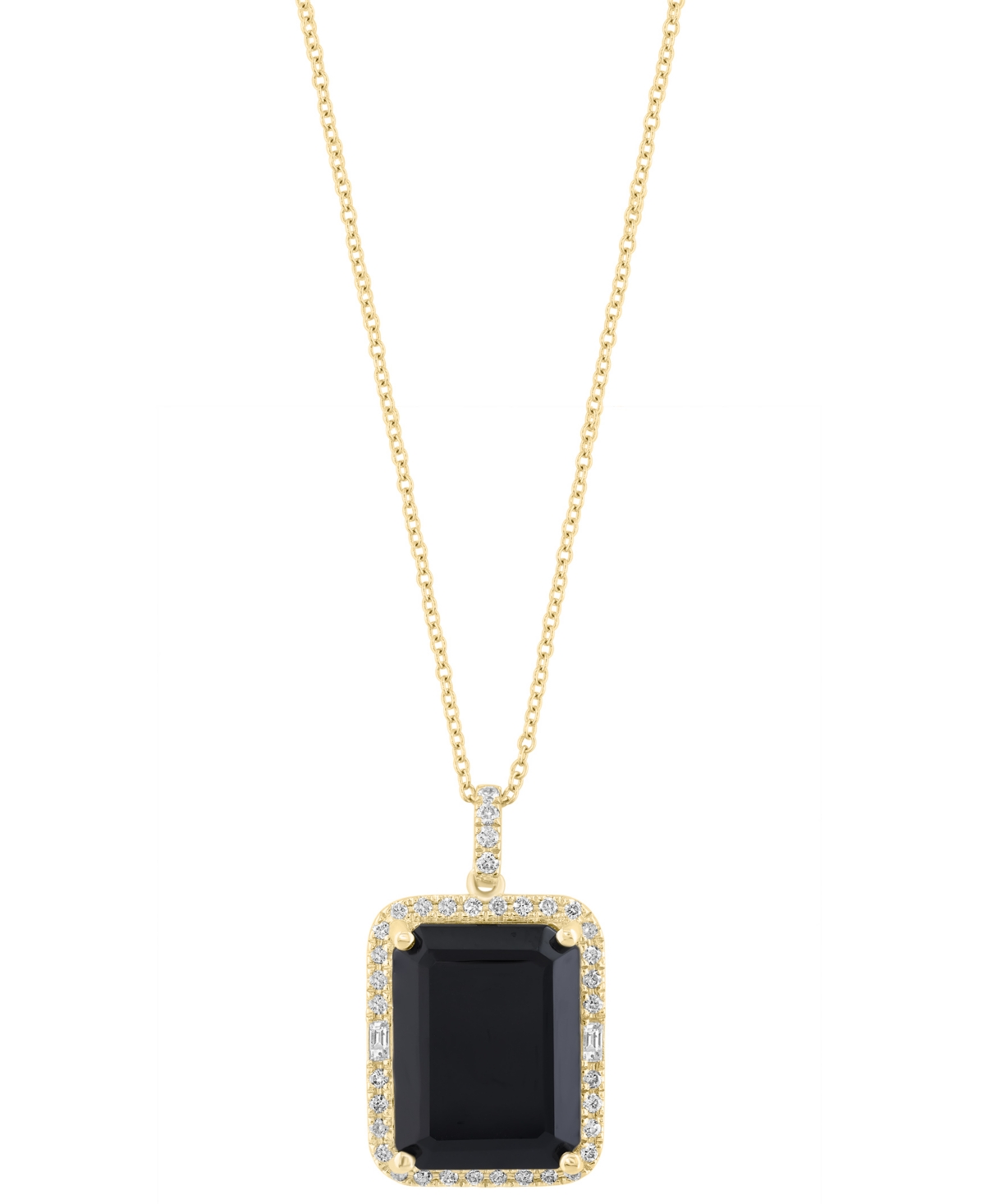 EFFY COLLECTION EFFY CITRINE (11-1/3 CT. T.W.) & DIAMOND (1/3 CT. T.W.) EMERALD-CUT HALO 18" PENDANT NECKLACE IN 14K 