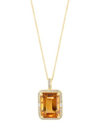 14K Gold Emerald Cut Gemstone 18
