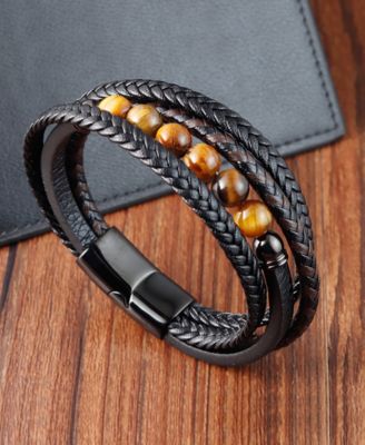 Black Apex Multi Leather Stainless Steel Bracelet