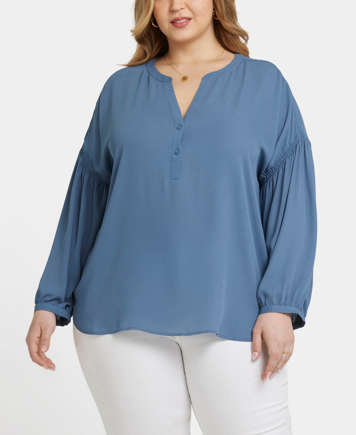 Nydj Paulina Peasant Top In Blue Stone