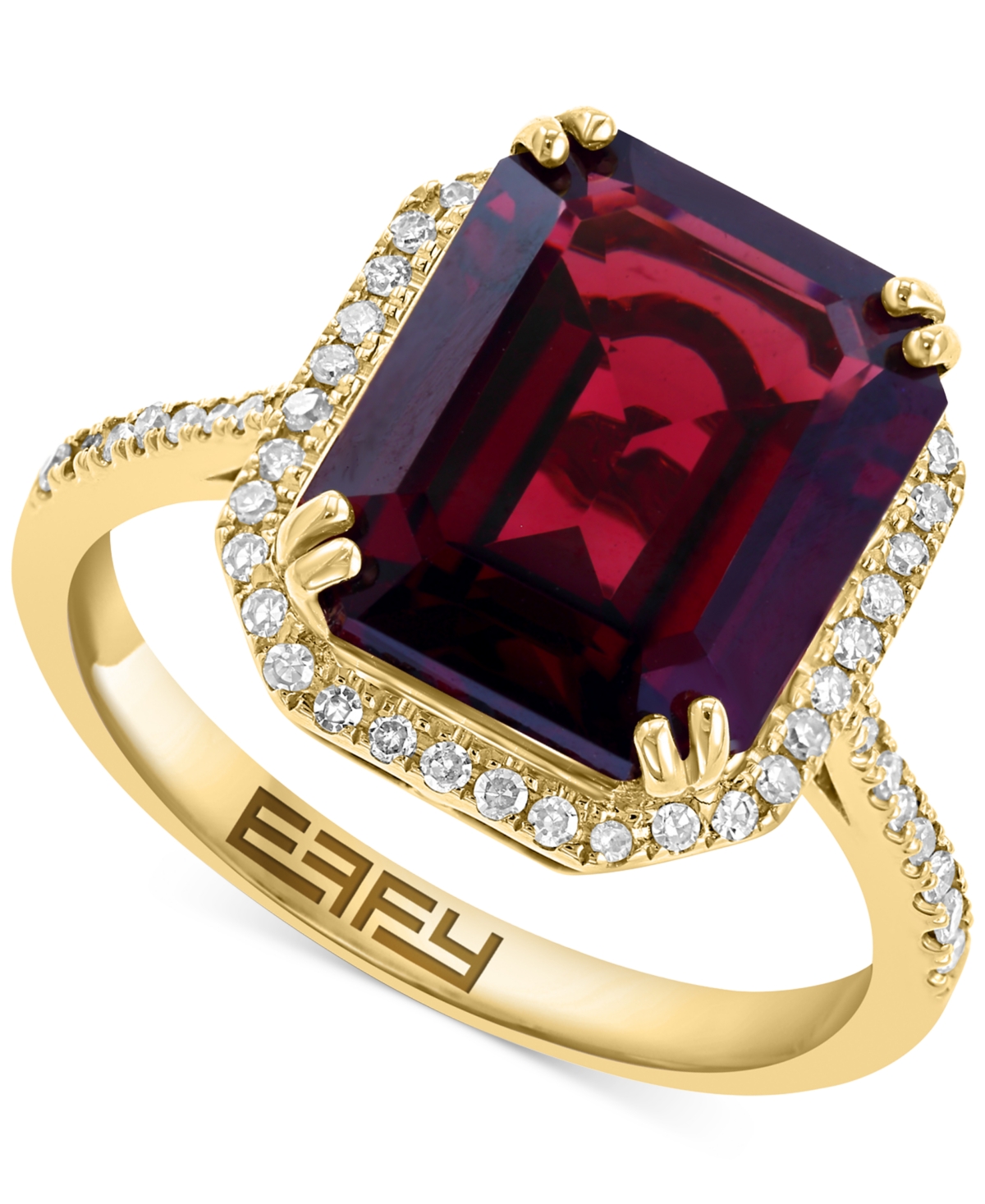 Effy Collection Effy Garnet (6 Ct. T.w.) & Diamond (1/5 Ct. T.w.) Halo Ring In 14k Gold In Garnet