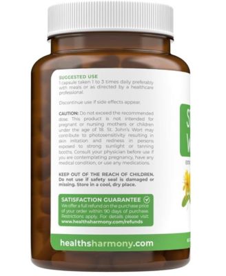 St Johns Wort Capsules, Powerful 900mcg Hypericin - Standardized Extract & Whole Herb Supplement, Health's Harmony, 60ct