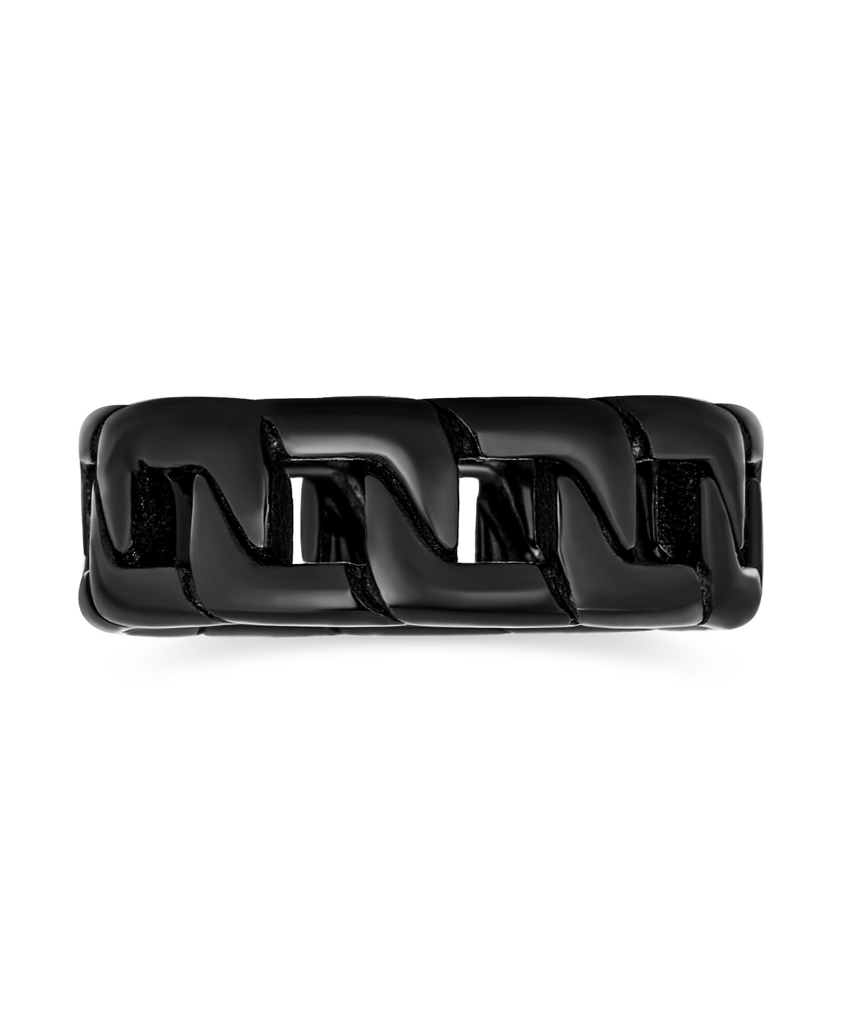 Bling Jewelry Mens Biker Jewelry Urban Mechanic Black Wide Open Rope Cuban Cable Curb Chain Link Ring Band For Men Gothic Solid Stainless Steel - Blac