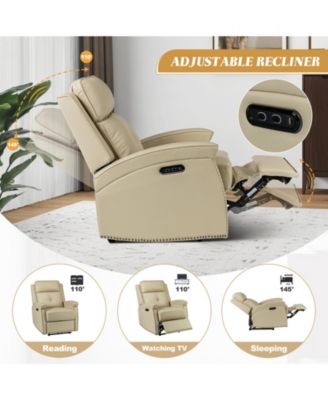 Avelino Genuine Leather Power Recliner with Nailhead Trim