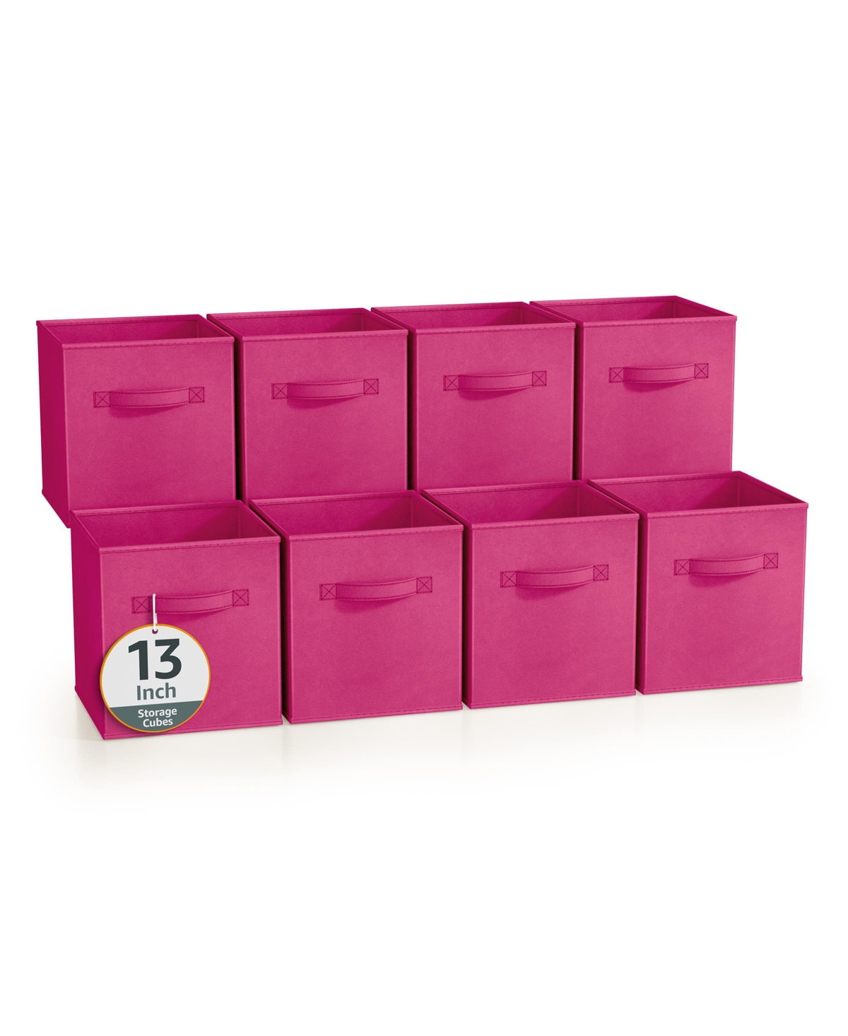 13 Inch 8 Pack Sturdy Collapsible Fabric Storage Cubes with Handle - for Organizing Clothes, Toys, Books, Shelves & more - Teal