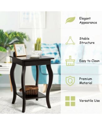 Accent Side Table Sofa End Table Nightstand Coffee Table w/ Storage Shelf Brown