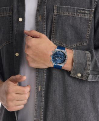 Men's Flex Blue Silicone Strap Watch 45mm