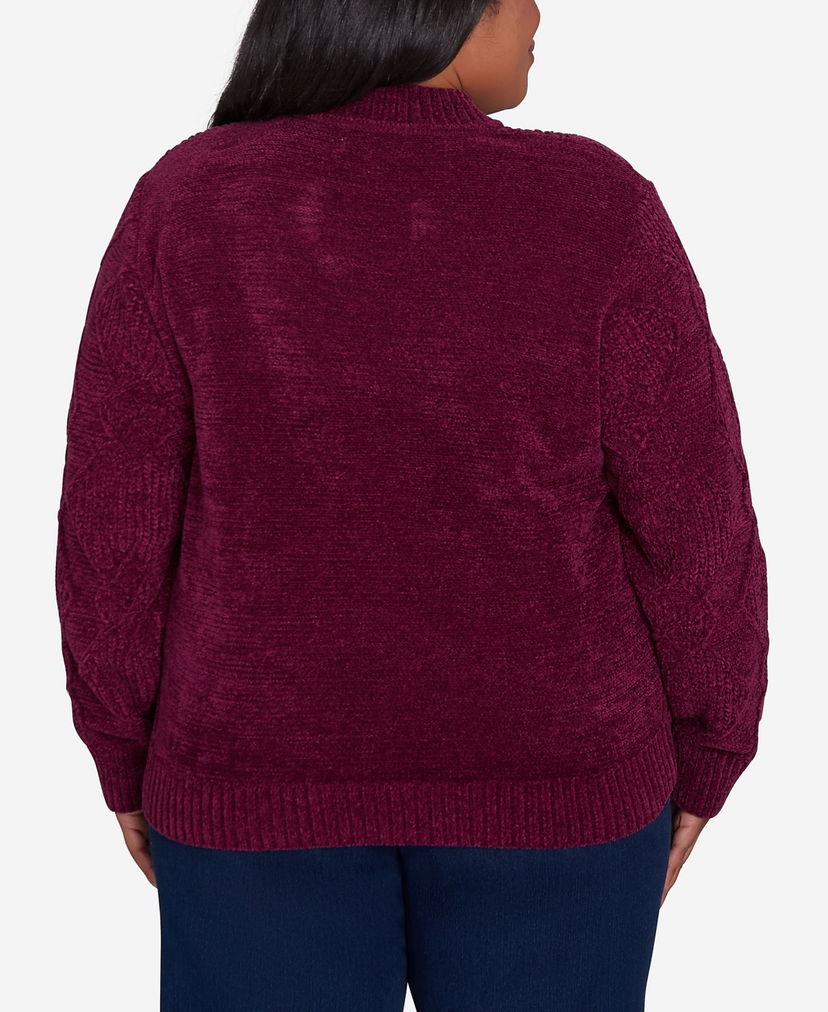 Alfred Dunner Plus Size Classic Chenille Diamond Stitch Turtleneck Sweater