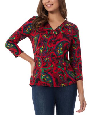 Jones New York - Women's Paisley-Print 3/4-Sleeve Top