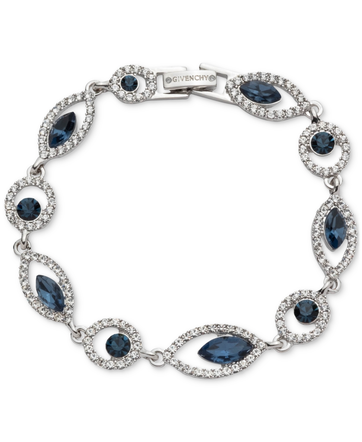 Silver-Tone Pave & Color Crystal Flex Bracelet - Navy