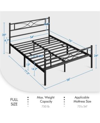Simple Full Metal Bed Frame with Curved Design Headboard and Footboard