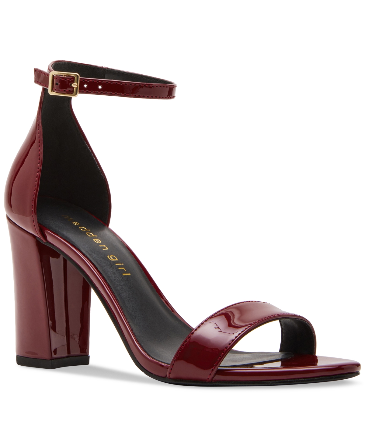 Madden Girl Bella Two Piece Block Heel Sandals Violet Metallic Smart Closet