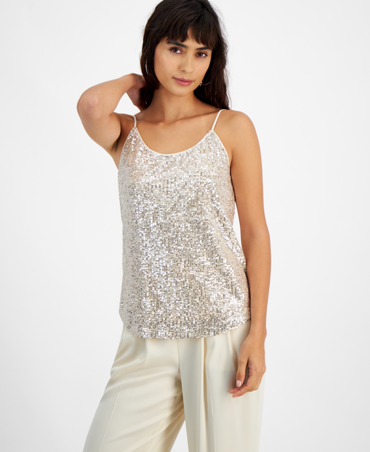 Macy's gold sequin top clearance
