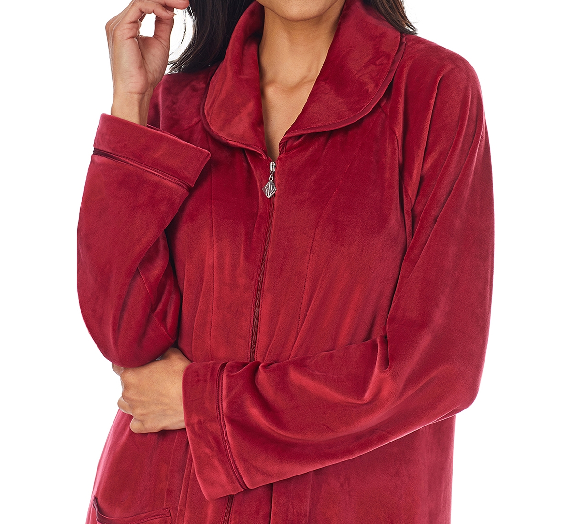 Eileen West Women's Zip-Front Velour Ballet Robe