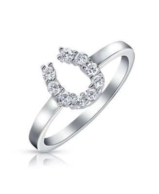 Men's Sterling Silver Horseshoe Ring – CZ Good Luck Ring, Size 11, Made In USA