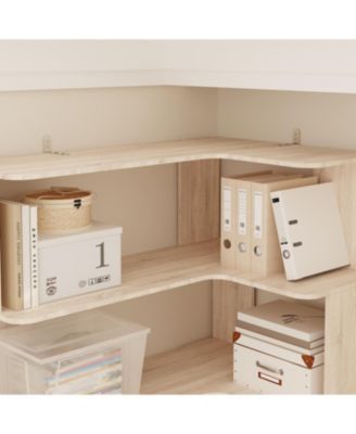 7-Shelves Accent Bookcase, Open Back Bookshelf, Corner Bookcase