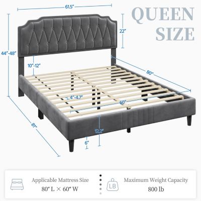 Upholstered Bed Frame with Wooden Slat Support