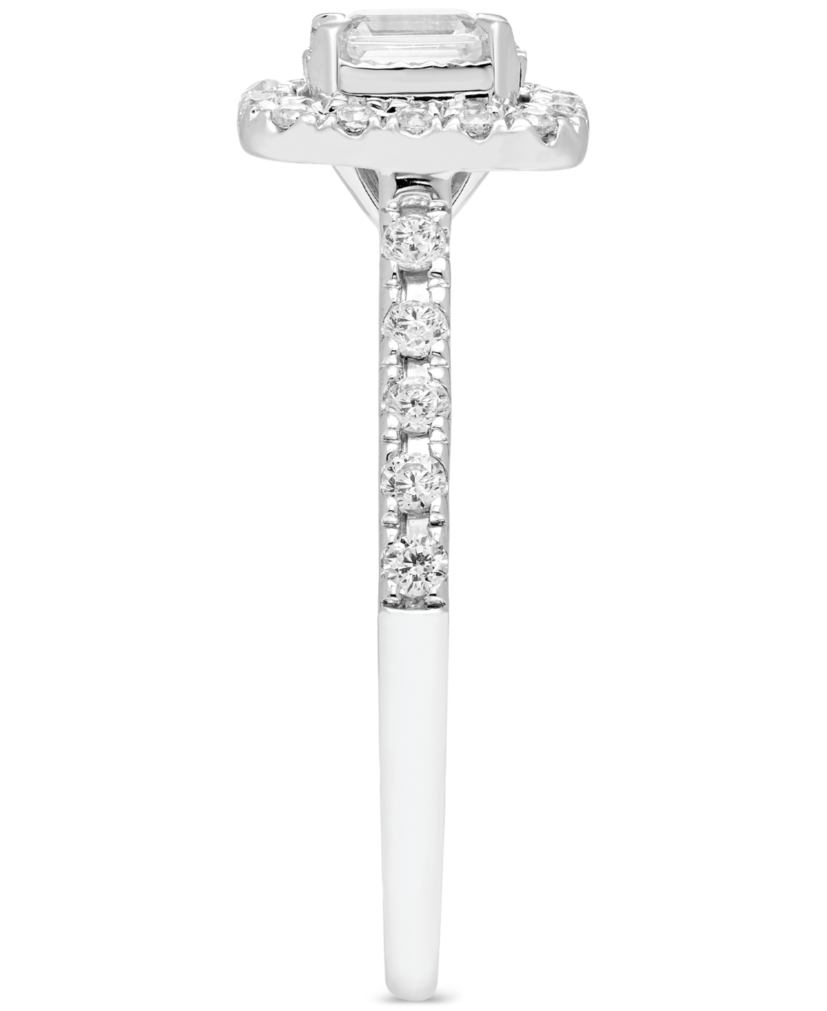 Macy's Diamond Emerald-cut Halo Engagement Ring (5/8 Ct. T.w.) In 14k White Gold In White Gold
