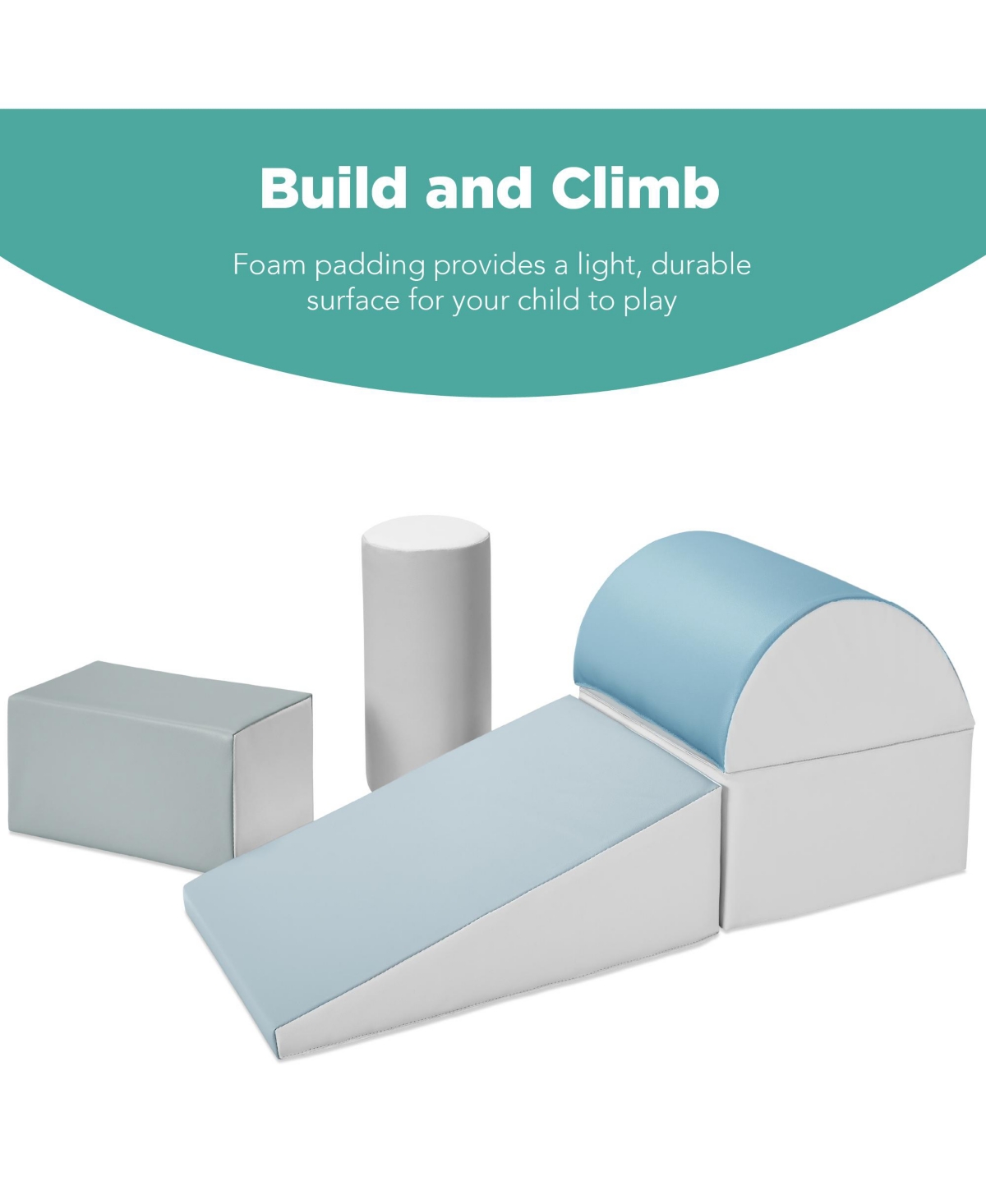Best Choice Products 5-Piece Kids Climb & Crawl Soft Foam Block Playset Structures for Child Development