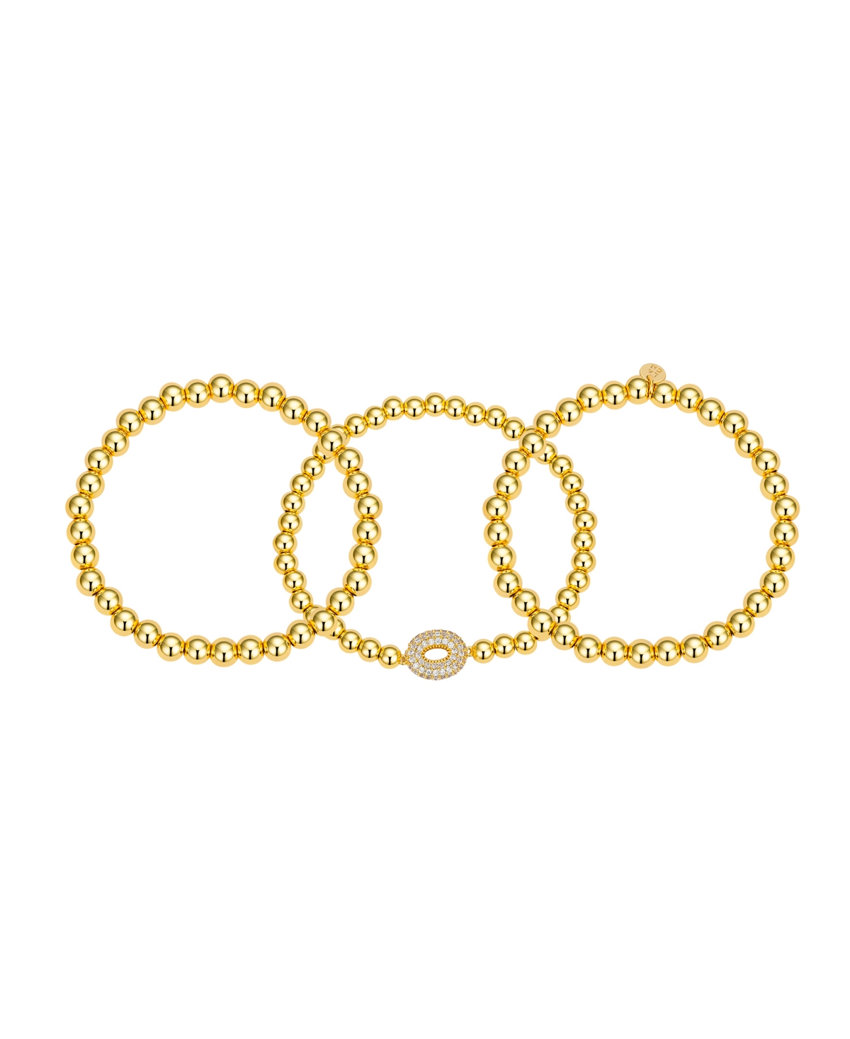 Unwritten Cubic Zirconia Bubble Initial Stretch Bracelet Set In Gold