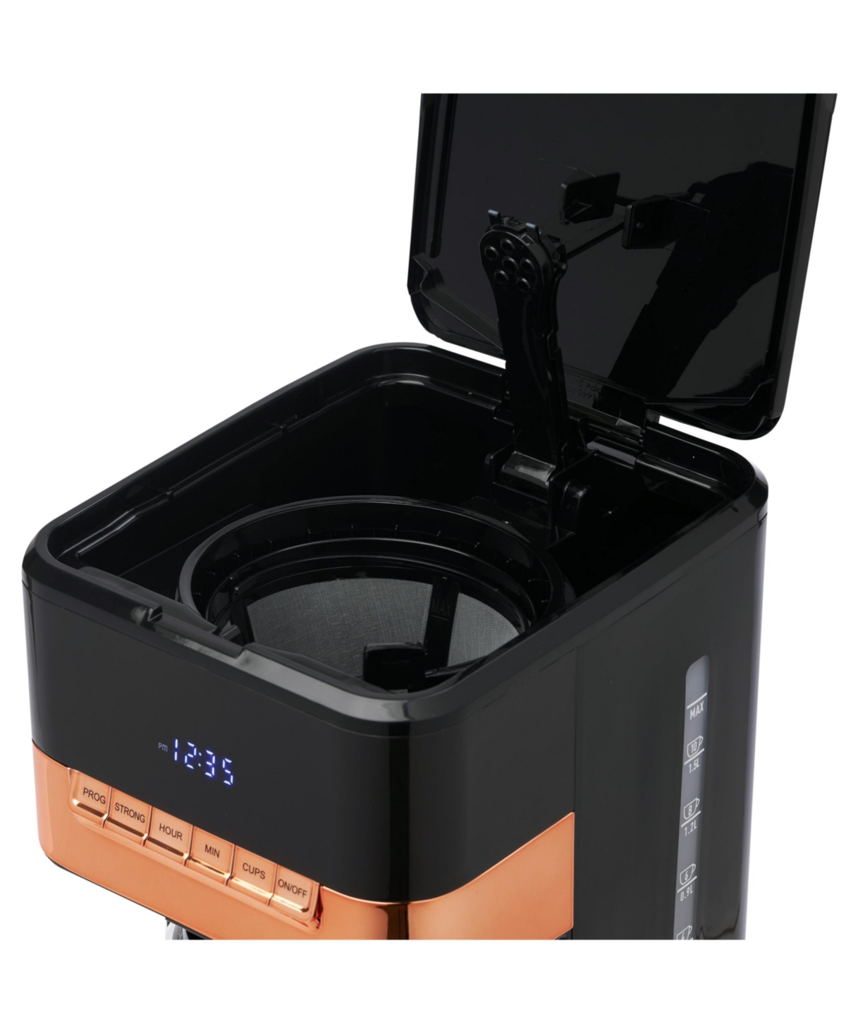 Haden Quintessential Brew 12-cup Digital Drip Coffee Maker In Black,copper