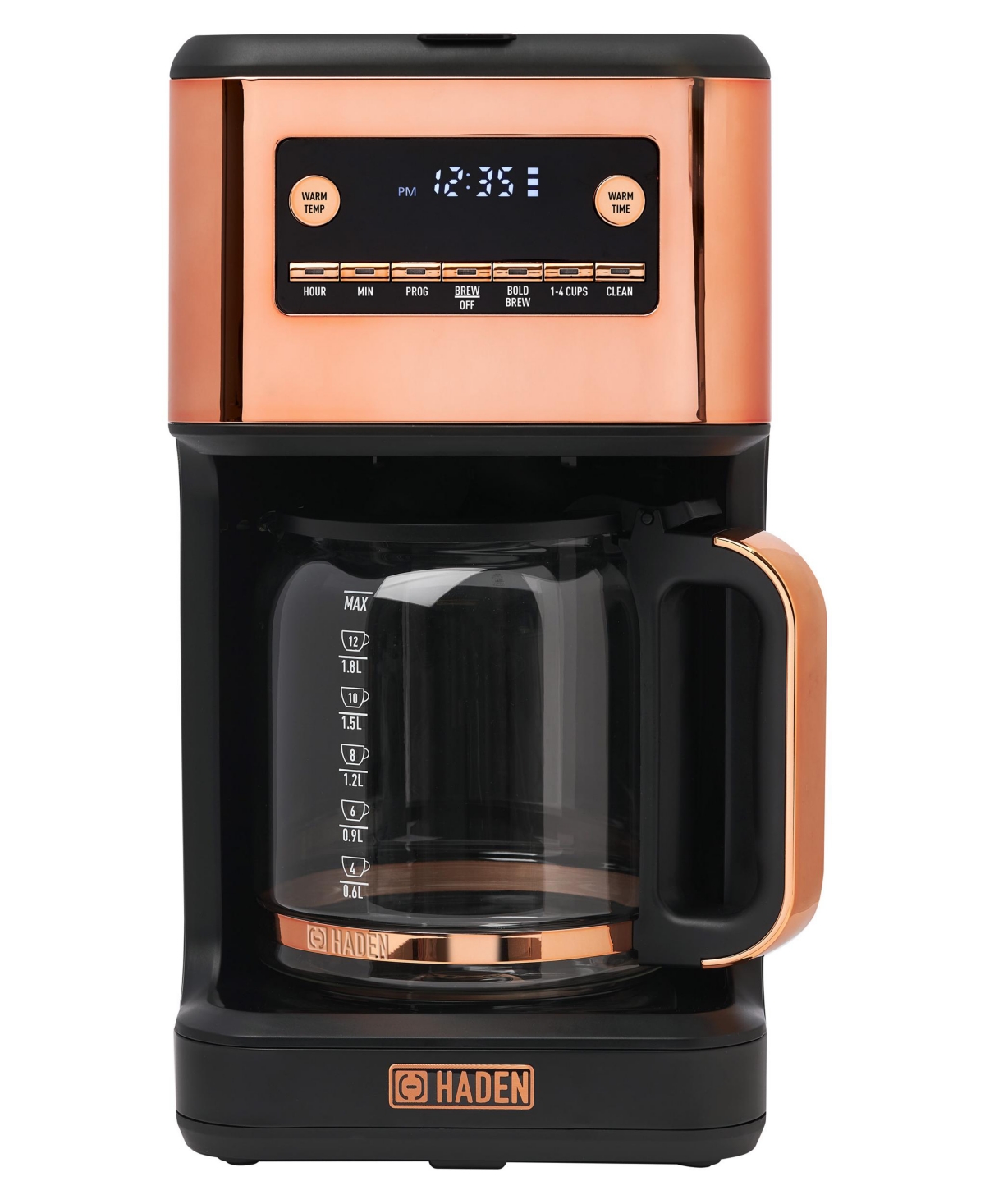 Haden Generous Brew 14-cup Digital Drip Coffee Maker In Black,copper