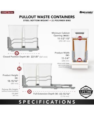Double Pullout Trash Can 27 qt. w/ Soft-close, 53WC-1527SCDM-211